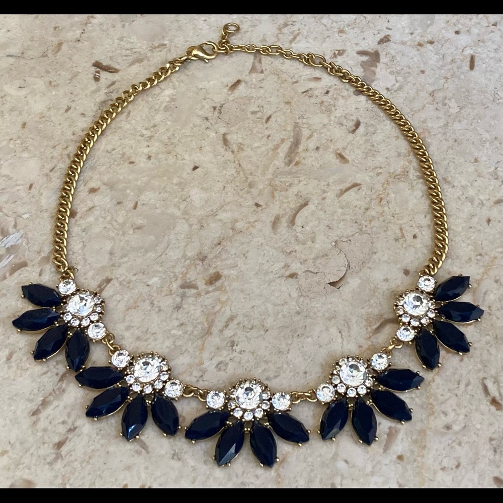 J. CREW Blue & Crystal Collar Necklace